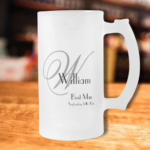 Taza De Cristal Esmerilado Mejor regalo masculino moderno Monograma inicial y