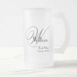 Taza De Cristal Esmerilado Mejor regalo masculino moderno Monograma inicial y