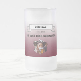 Taza De Cristal Esmerilado Mejor Sommelier de Cerveza Foto Gradiente Rojo Osc