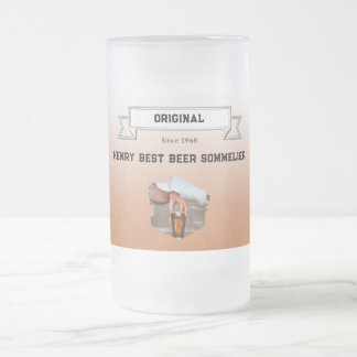 Taza De Cristal Esmerilado Mejor Sommelier de Cerveza Gradiente Marrón Blanco