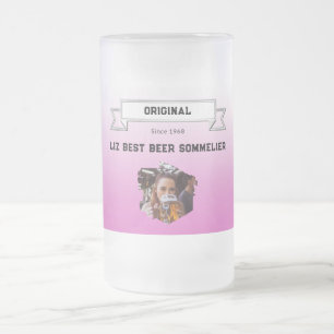 Taza De Cristal Esmerilado Mejor Sommelier de Cerveza & Gradiente Rosa Blanco