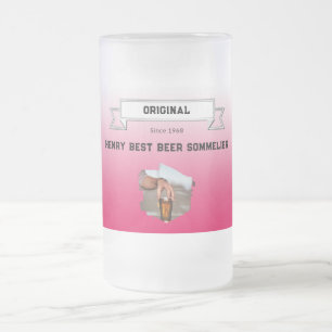 Taza De Cristal Esmerilado Mejor Sommelier & Red White Gradient & Photo