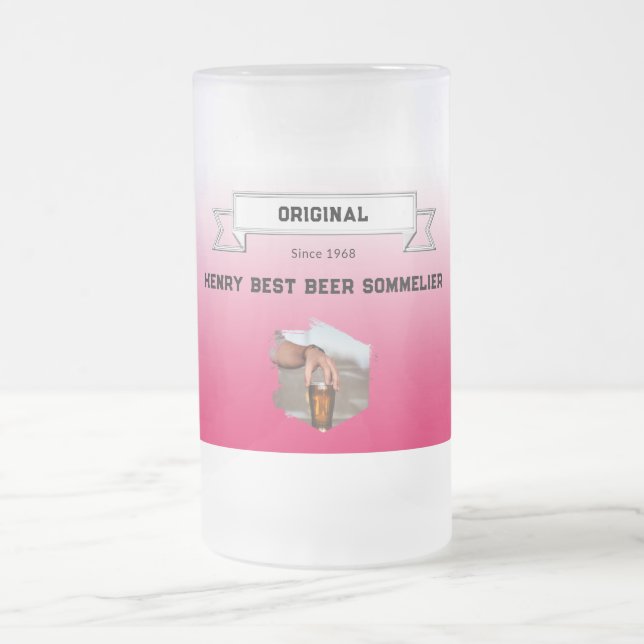 Taza De Cristal Esmerilado Mejor Sommelier & Red White Gradient & Photo (Centro)