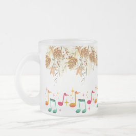Taza De Cristal Esmerilado Melodía de la Naturaleza: Notas musicales con hoja
