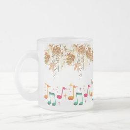 Taza De Cristal Esmerilado Melodía de la Naturaleza: Notas musicales con hoja