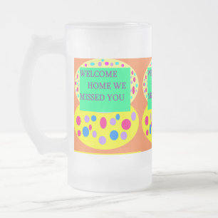 Taza De Cristal Esmerilado Mensaje de bienvenida amarillo verde