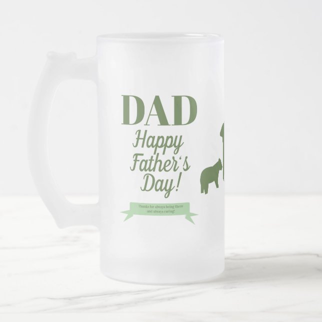 Taza De Cristal Esmerilado Mensaje de foto del oso Día de los padres felices (Izquierda)