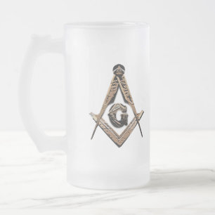 Taza De Cristal Esmerilado Mentes masónicas (dorado)