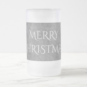 Taza De Cristal Esmerilado Merry Christmas Chalkboard Typography Black White