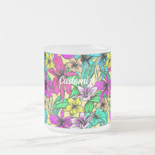 Taza De Cristal Esmerilado Mezcla de Flores Tropicales Thunder_Cove