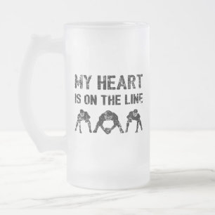 Taza De Cristal Esmerilado Mi corazón está en la línea - Liniero de fútbol am