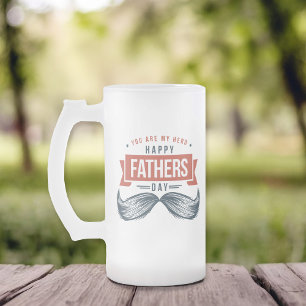 Taza De Cristal Esmerilado Mi Héroe Feliz Día del Padre