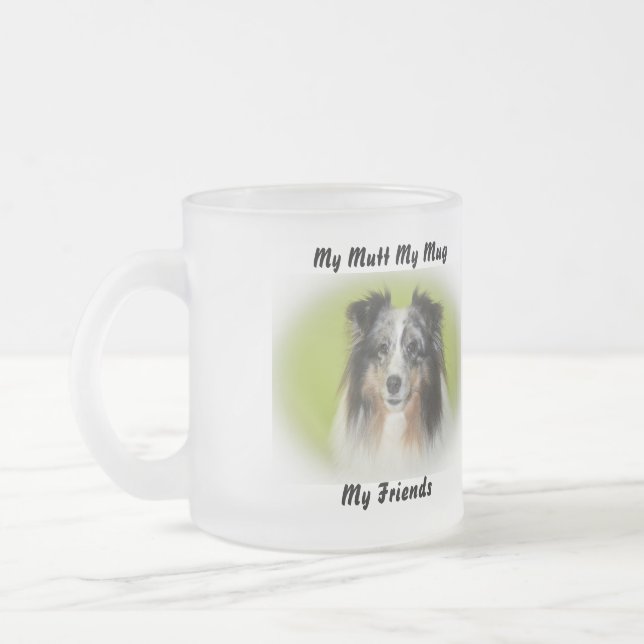 Taza De Cristal Esmerilado Mi Mutt Mi Mug Mis Amigos. (Izquierda)
