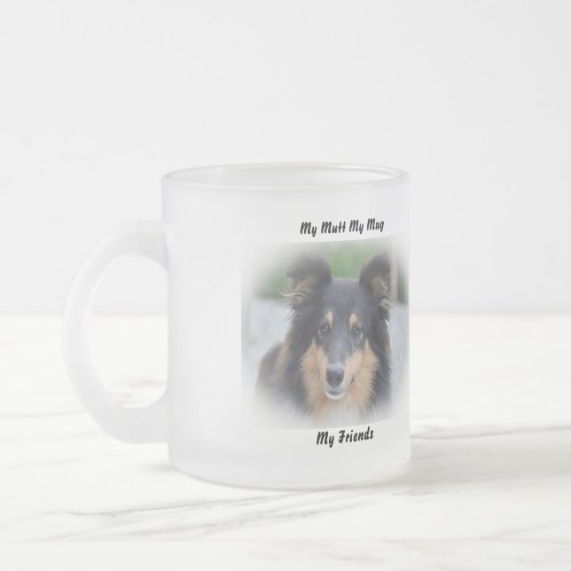 Taza De Cristal Esmerilado Mi Mutt Mi Mug Mis Amigos. (Izquierda)