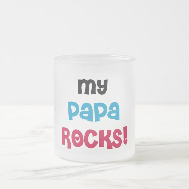 Taza De Cristal Esmerilado Mi papá roza camisetas y regalos (Centro)