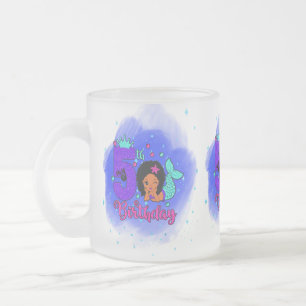 Taza De Cristal Esmerilado Mi sirena de cumpleaños número 5