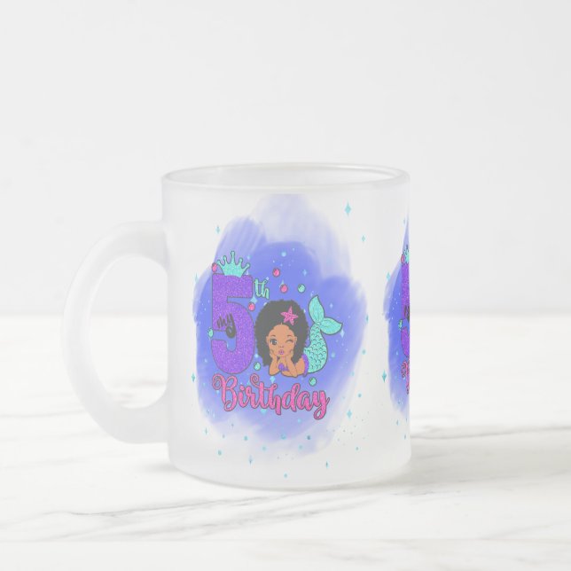 Taza De Cristal Esmerilado Mi sirena de cumpleaños número 5 (Izquierda)