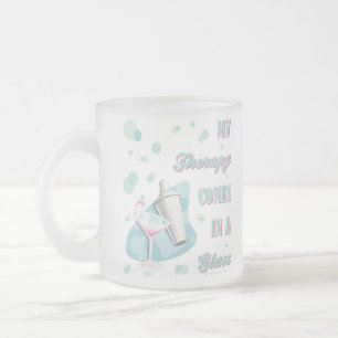 TAZA DE CRISTAL ESMERILADO ¡MI TERAPIA VIENE EN UN VIDRIO!