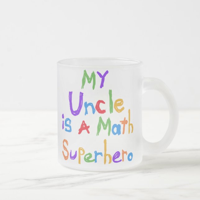 Taza De Cristal Esmerilado Mi tío Math Superhero T-shirts y regalos (Derecha)