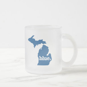 TAZA DE CRISTAL ESMERILADO MICHIGÁN ESTADO AZUL