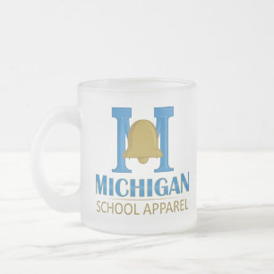 Taza De Cristal Esmerilado Michigan School Apparel café de vidrio escarado Mu