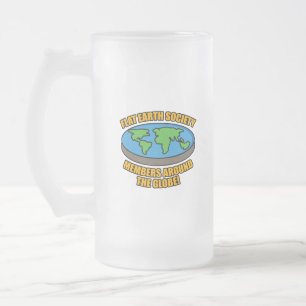 Taza De Cristal Esmerilado Miembros de la Sociedad de la Tierra Plana