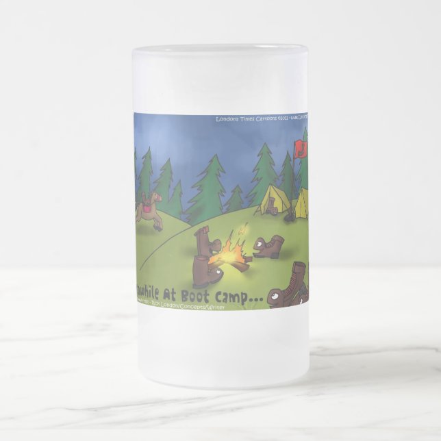 Taza De Cristal Esmerilado Mientras tanto @ Boot Camp Funny Tees Cards Gifts  (Centro)