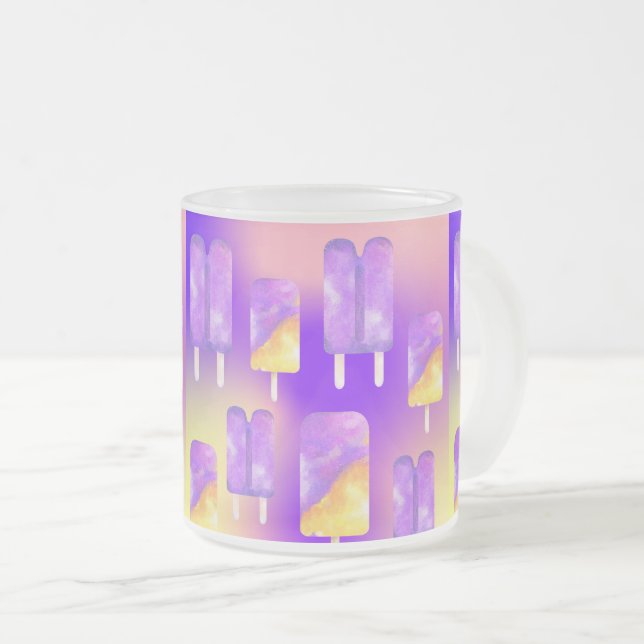 Taza De Cristal Esmerilado Mikitiez verano arcoiris púrpura pala de oro (Anverso derecho)
