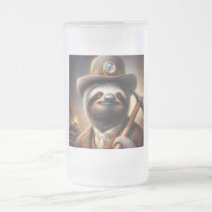 Taza De Cristal Esmerilado Minero Sloth Gold