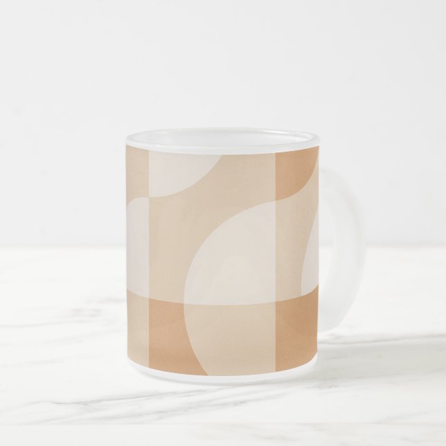 Taza De Cristal Esmerilado Minimal Beige Geometric Frosted Glass Mug (Anverso derecho)