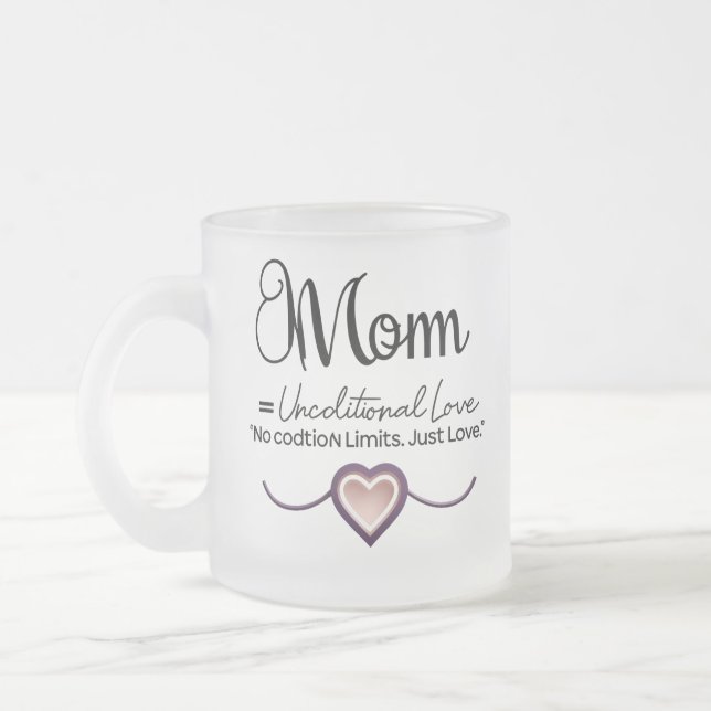Taza De Cristal Esmerilado Minimal Mom Love Mug - Diseño de amor incondiciona (Izquierda)