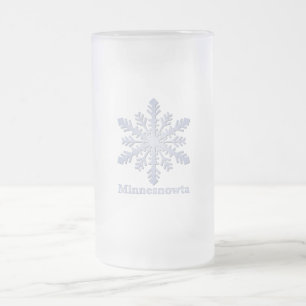 Taza De Cristal Esmerilado Minnesnowta Blue Snowflake