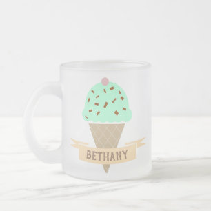 Taza De Cristal Esmerilado Mint Choc Chip Ice Cream Floats Personalizados