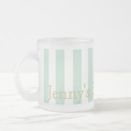 Taza De Cristal Esmerilado Mint Green Stried Mug Custom Design