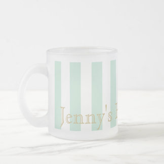 Taza De Cristal Esmerilado Mint Green Stried Mug Custom Design