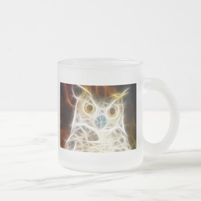 Taza De Cristal Esmerilado Mirada potente del búho (Derecha)