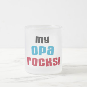 Taza De Cristal Esmerilado Mis camisetas y regalos de Opa Rocks
