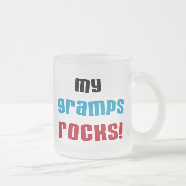 Taza De Cristal Esmerilado Mis Gramps Rocks camisetas y regalos (Derecha)