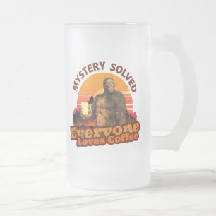 Taza De Cristal Esmerilado Misterio Resuelto a Todos Les Gusta el Café Bigfoo