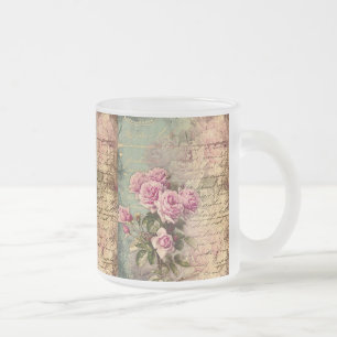 Taza De Cristal Esmerilado Moda francesa del país, moda lamentable, rosas