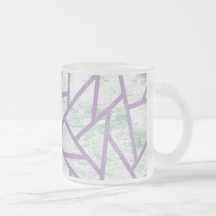 Taza De Cristal Esmerilado Modalidades de mosaico verde claro y lavanda