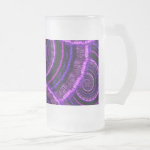 Taza De Cristal Esmerilado Modelo espiral púrpura del arte del fractal