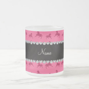 Taza De Cristal Esmerilado Modelo rosado conocido personalizado del caballo