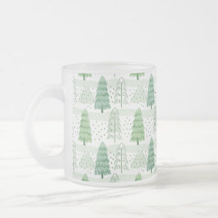 Taza De Cristal Esmerilado Modern Christmas Trees Pattern