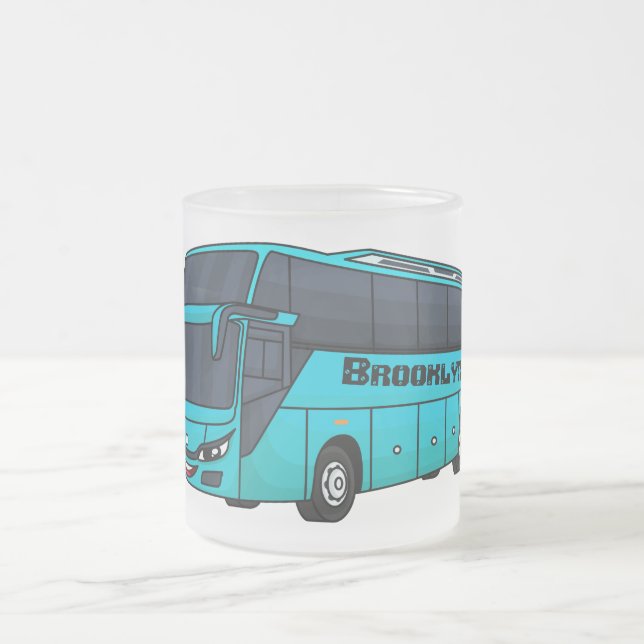 Taza De Cristal Esmerilado Modern passenger bus cartoon illustration (Centro)