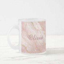 Taza De Cristal Esmerilado Modern Rose Quartz Marble Gold Glitter
