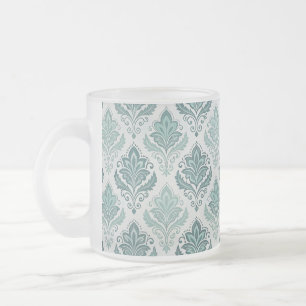 Taza De Cristal Esmerilado Modern Teal Nordic Damask