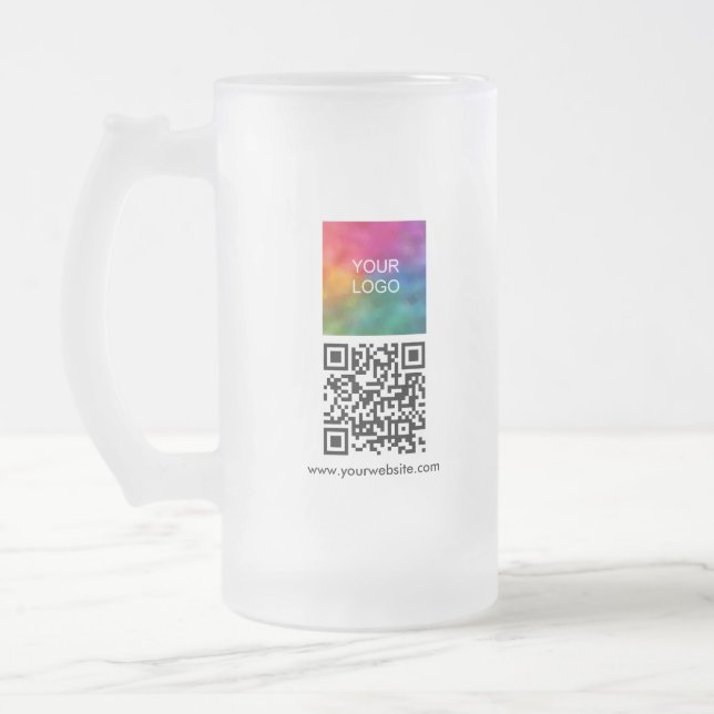 Taza De Cristal Esmerilado Modern Template Your Custom Logo QR Code (Izquierda)