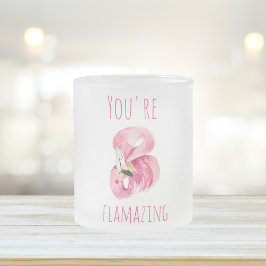 Taza De Cristal Esmerilado Moderno, Es Flamante Belleza Flamingo Rosa