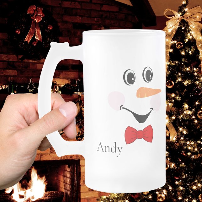 Taza De Cristal Esmerilado Moderno Personalizado lindo sonriente cara de Snow (Subido por el creador)